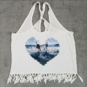 NWT Racerback Fringed Tank Top SZ L